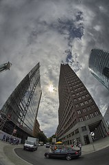 Image showing Wide angle street view of Berlin Buildings