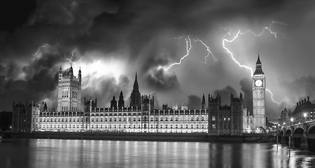 Image showing Storm over Big Ben and House of Parliament - London