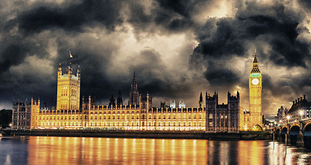 Image showing Storm over Big Ben and House of Parliament - London