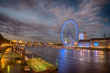 Image showing River Thames with London Eye at Night