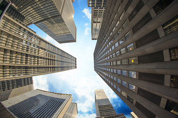 Image showing City Skyscrapers, Fisheye Street View