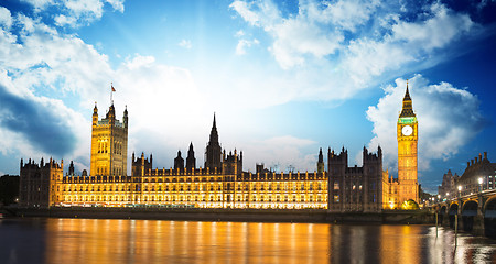 Image showing Big Ben and House of Parliament at River Thames International La