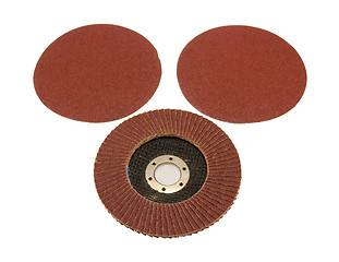 Image showing sandpaper for sander grinder tool on white 