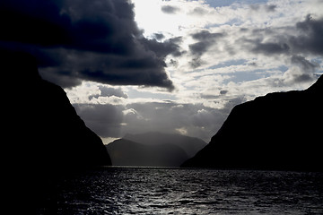 Image showing evening view over fjord in norway