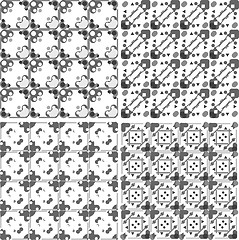 Image showing Set of black and white geometric seamless patterns. Vector