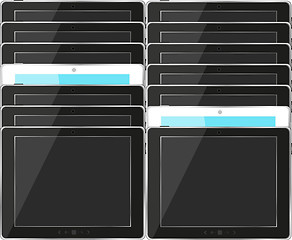 Image showing tablet pc set with black and blue screen