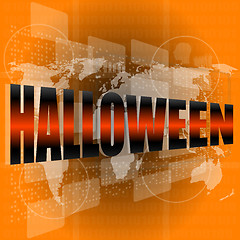 Image showing abstract orange background with word halloween - october holiday theme