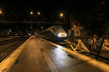 Image showing Railway station by night.