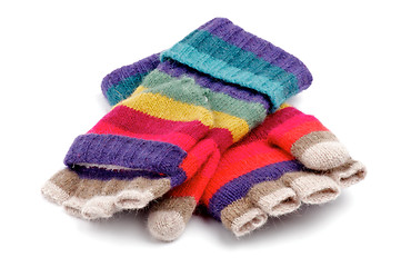 Image showing Rainbow Striped Gloves with Fingers