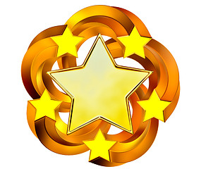 Image showing set of six shiny gold stars in motion