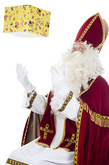 Image showing Sinterklaas and present