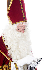 Image showing Sinterklaas with a mobile phone