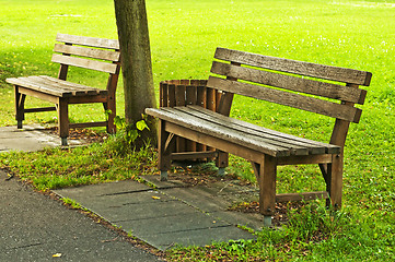 Image showing park benchs in a park