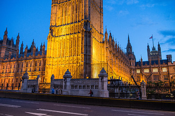 Image showing Big Ben and House of Parliament, Wonderful night view with blurr