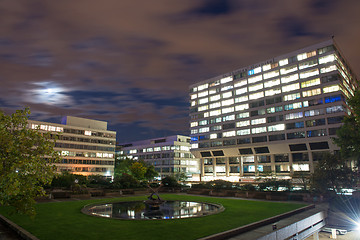 Image showing Buildings near Westminster Bridge illuminated at Dusk, London