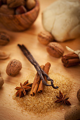 Image showing Aromatic ingredients for baking Christmas cookies