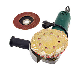 Image showing sander grinder tool worn sandpaper head 