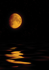 Image showing Full moon reflected in water