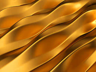 Image showing Golden abstract waves pattern