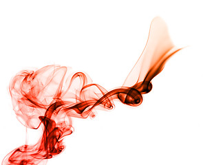 Image showing Red Abstract smoke swirls on white