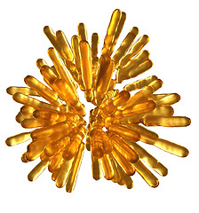 Image showing Abstract Golden frozen fluid columns in spherical shape isolated