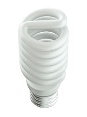 Image showing Top Side view of Energy efficient light bulb isolated