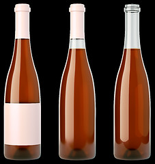 Image showing Beverage: three bottles of wine or brandy 