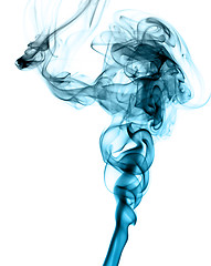 Image showing Blue Abstract smoke pattern on white