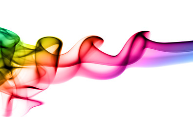 Image showing Abstract colorful fume waves on white