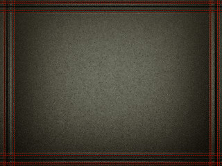 Image showing Black leather background with stitched red frame