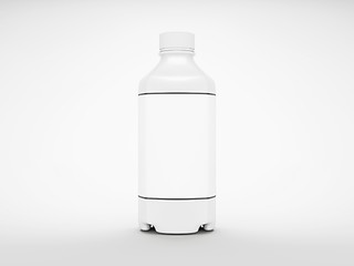 Image showing White plastic bottle for fluid or drugs on grey