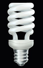 Image showing Energy efficient spiral light bulb isolated on black