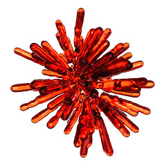 Image showing Red frozen fluid columns in spherical abstract shape