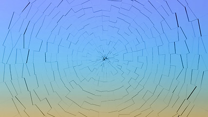 Image showing Bullet hole: broken gradient color glass pattern
