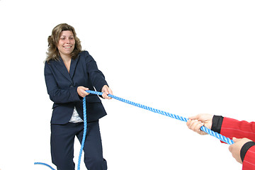 Image showing businesswoman boss with rope