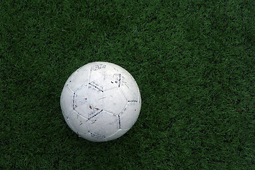 Image showing soccer ball on soccer field, sport photo