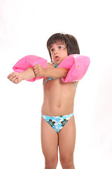 Image showing beautiful girl in bikini, child studio photo