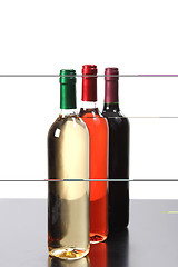 Image showing Red, rose and white wine, drink photo