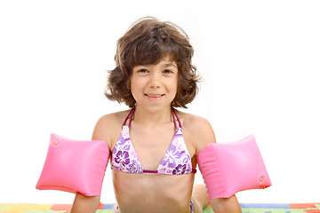 Image showing beautiful girl in bikini, child studio photo