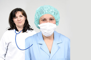 Image showing Doctor and nurse  isolated on grey, health photo