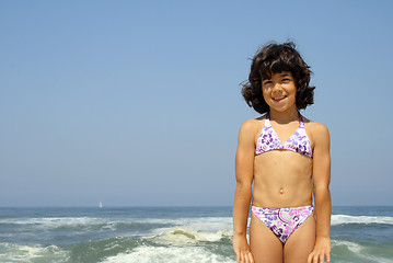 Image showing beautiful girl in bikini in the beach, summer photo