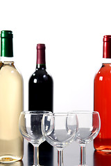 Image showing Red, rose and white wine, drink photo