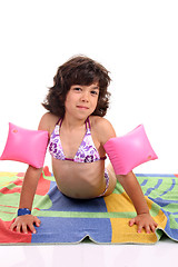 Image showing beautiful girl in bikini, child studio photo