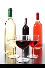 Image showing Red, rose and white wine, drink photo