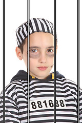 Image showing A view of a sad prisoner in jail 