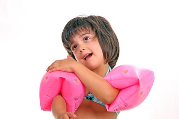 Image showing beautiful girl in bikini, child studio photo