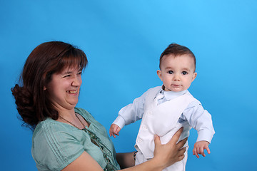 Image showing Portrait of a beautiful happy mother with beautiful baby