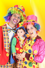 Image showing happy clown family