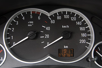 Image showing Close up of car speed meter