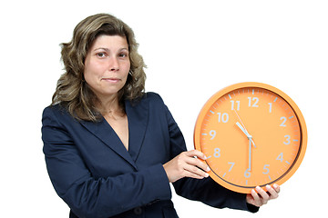 Image showing sexy businesswoman with clock, business photo